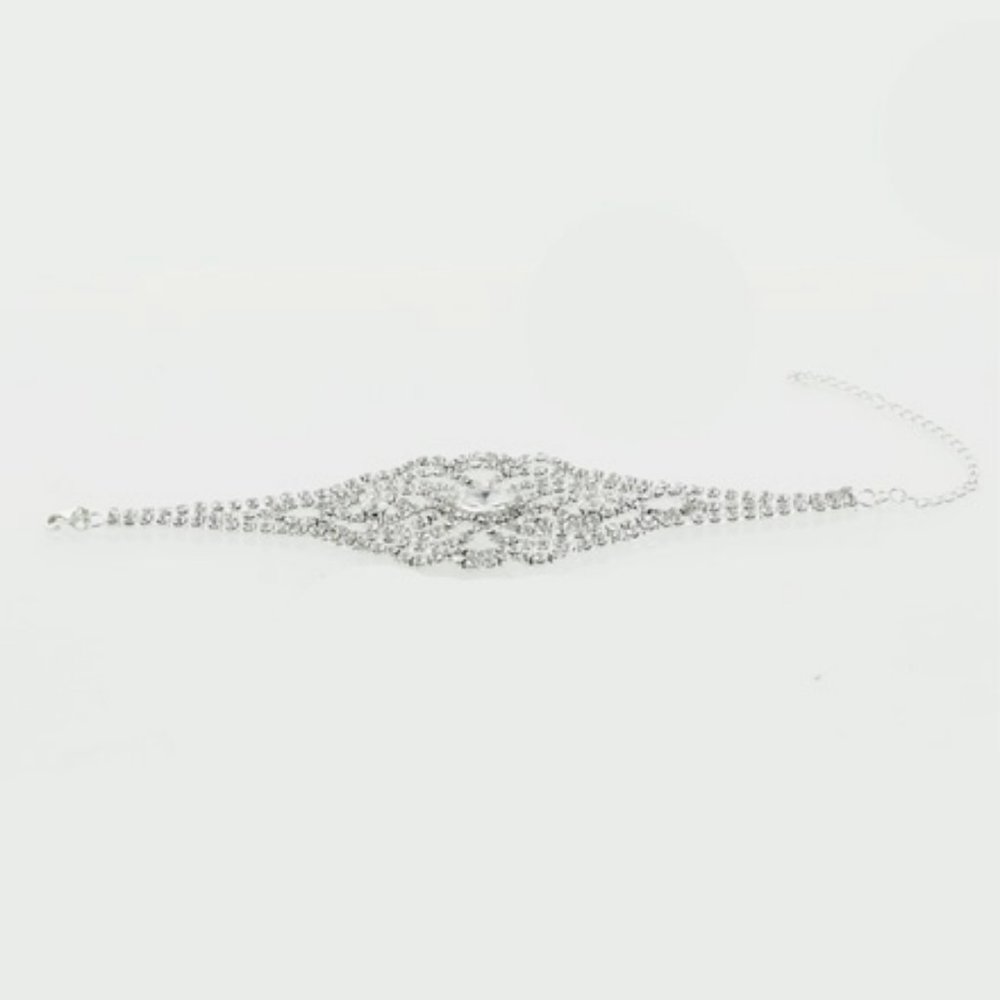 Silver Tone Rhinestone Bracelet - Picture 2 of 2